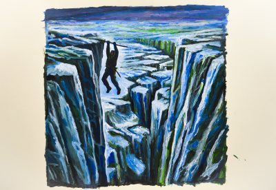 The cliff hanger on the glacier ©Peter Weidenbaum